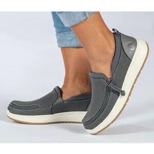 NEW Billy Footwear Women Perf Low Top Zip Up Mocs Gray Adaptive Size 11 M BY380